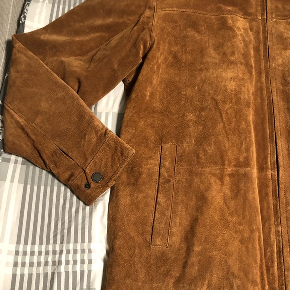 SOLD!! Boston Harbour Outdoorwear L suede camel colored zip coat! pockets lined - Picture 3 of 13